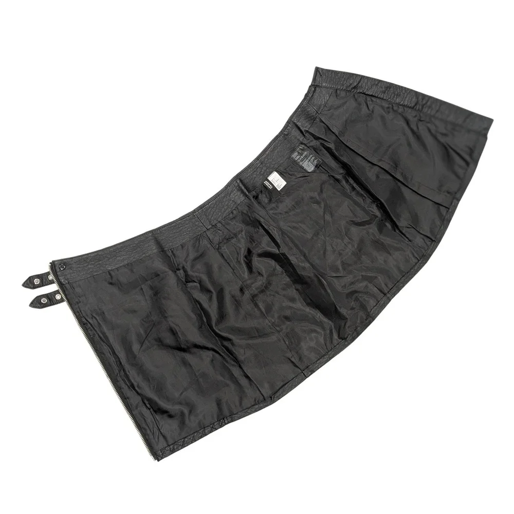 Black Quilted Texture Faux Leather Moto Mini‎ Skirt Zipper Buckle Detail Size 4